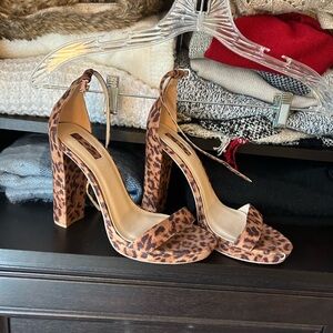 Leopard Print Block Heel Sandals